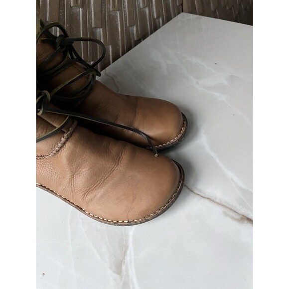 UGG Caspia 1932 Tan Leather Lace Up Ankle Sheepskin Fur Wool Flat Boots Wmn Sz 7 - Picture 7 of 12